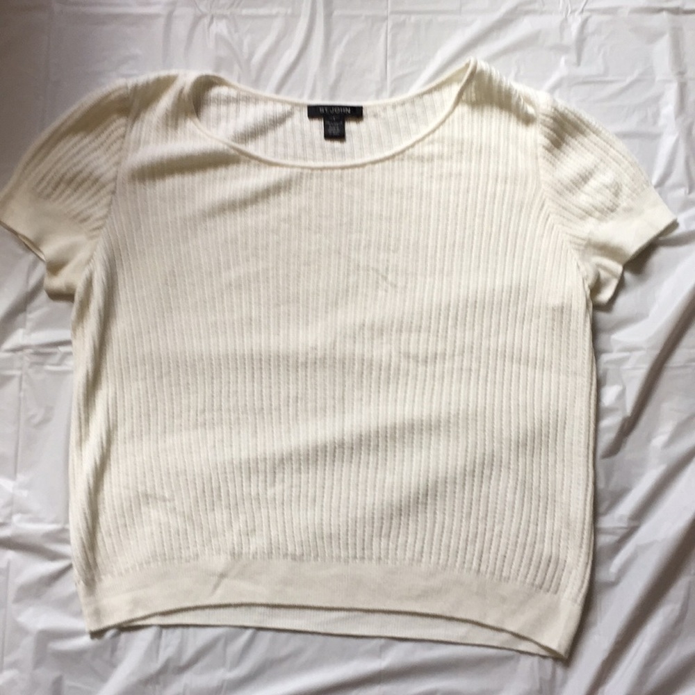 St John Wool/Cashmere Blend Ivory Knit Top